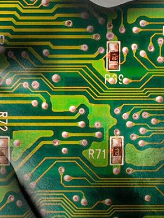 human with computer chips superimposed over his skin to represent bioengineering technologies